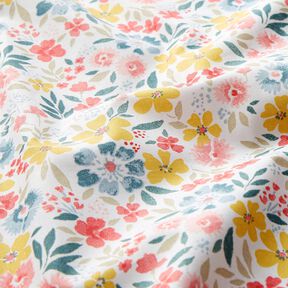 Gecoate katoen fijne bloemen – wit/rood, 