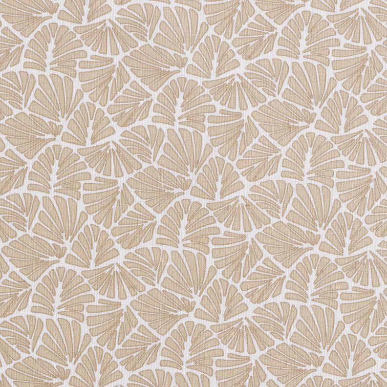 Gecoate katoen abstracte minibladeren – beige/wit,  image number 1
