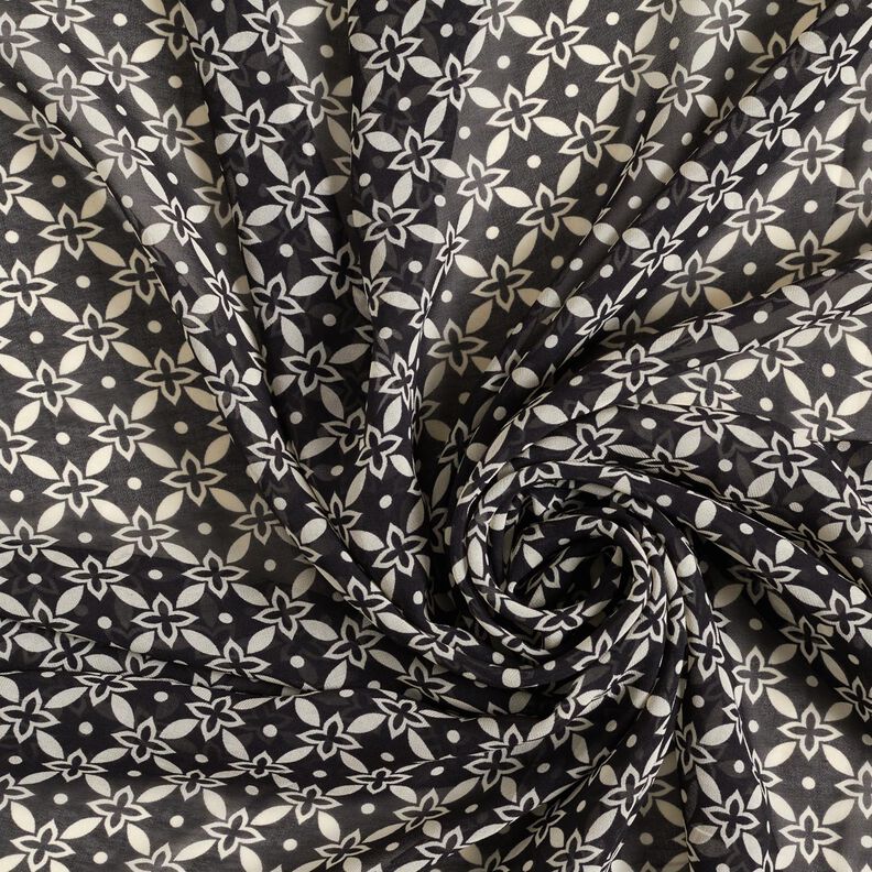 Chiffon bloemenornamenten – zwart/wit, image number 3