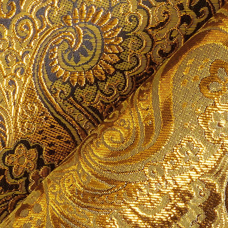 Kledingsjacquard metallic paisley – goud/zwart,  image number 4