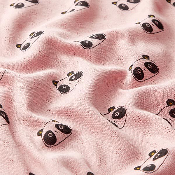 Fijngebreide jersey met gaatjesmotief Panda's | by Poppy – roze, image number 2