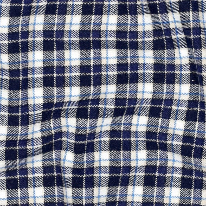 Katoenflanel kleine ruiten – marineblauw/ecru, image number 2