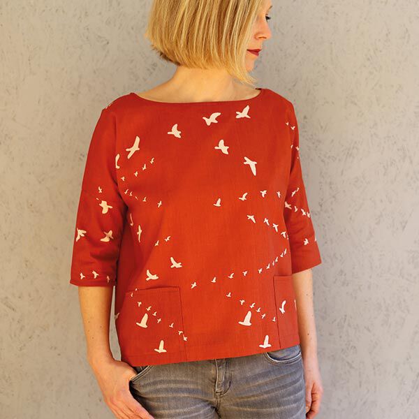 FRAU AIKO - korte blouse met zakken, Studio Schnittreif  | XXS -  L,  image number 3