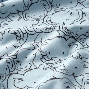 Katoenmix Jersey Olifantenzwerm – zilverblauw, 