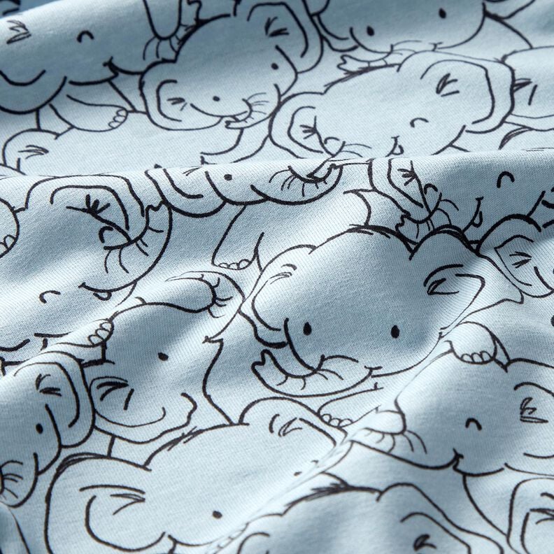Katoenmix Jersey Olifantenzwerm – zilverblauw,  image number 2