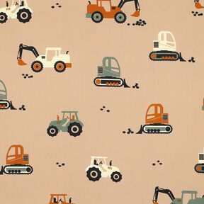 Katoenpopeline Graafmachines en tractoren | Poppy Fabrics – beige, 