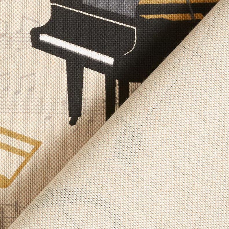 Decostof Half panama piano en bladmuziek – natuur/zwart,  image number 4