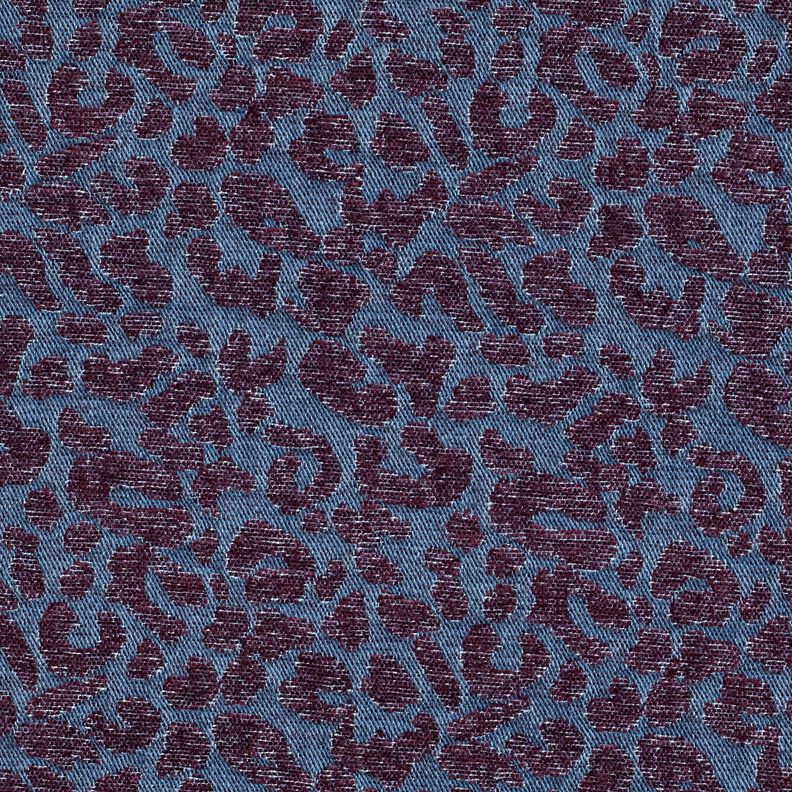 Broekstof denimlook luipaardprint – aubergine/jeansblauw,  image number 1