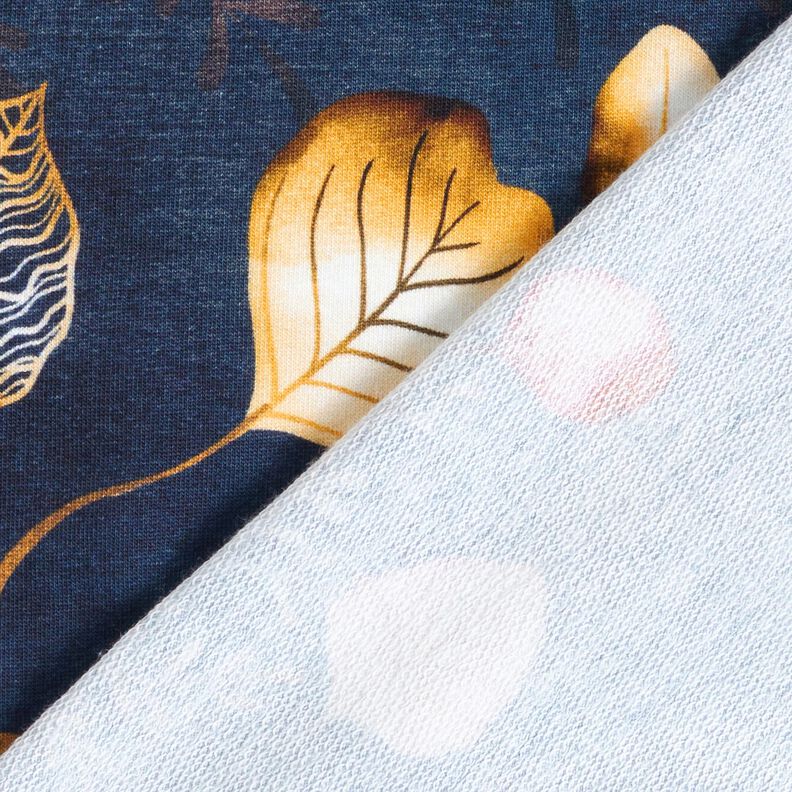 French Terry Borduurstof Herfstbladeren | Glitzerpüppi – marineblauw/perzik sinaasappel, image number 4