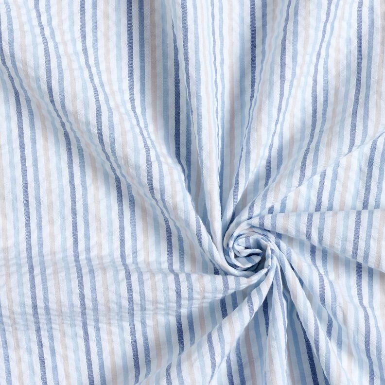 Seersucker Katoen Strepenmix – blauw/wit, image number 3