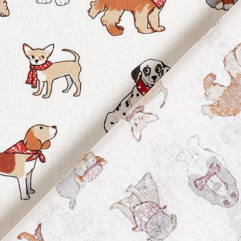 Katoenen stof Cretonne speelse honden – middelbruin/ivoor,  image number 4