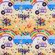 Carnavalstof hippiemotieven – zwart,  thumbnail number 1