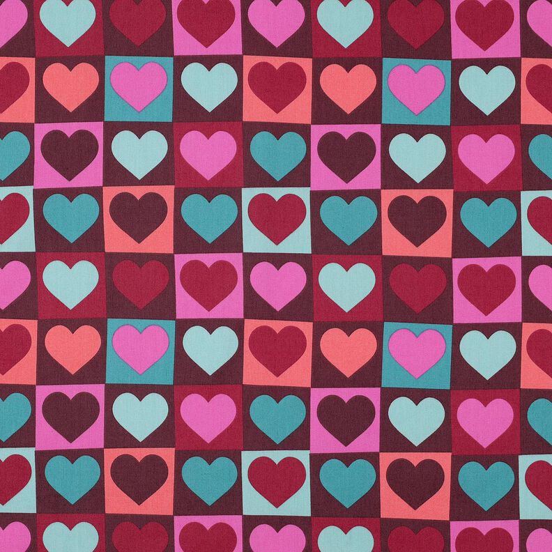 Katoenpopeline Diamanten harten | Poppy Fabrics – roodbruin,  image number 1