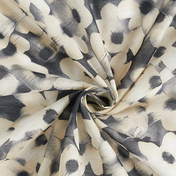 Voile Baumwoll-Seidenmix Airbrush-look – zand/zwart, image number 3
