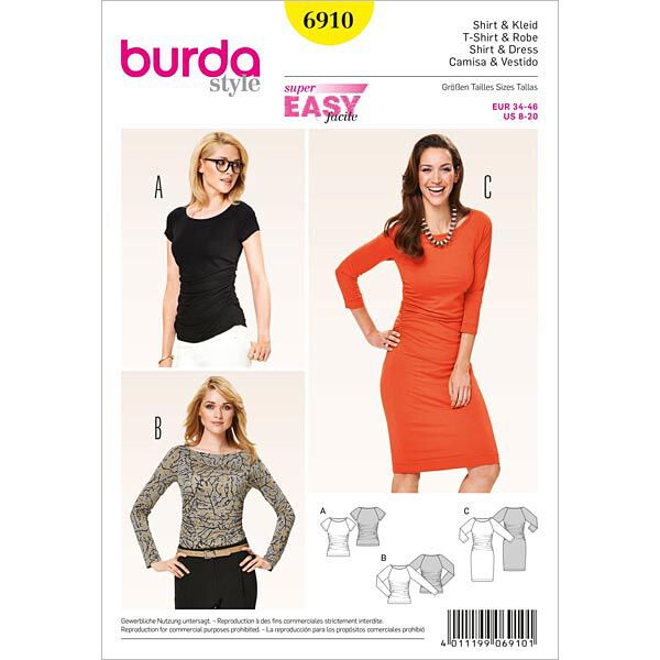 Shirt / jurk – raglanmouwen, Burda 6910,  image number 1