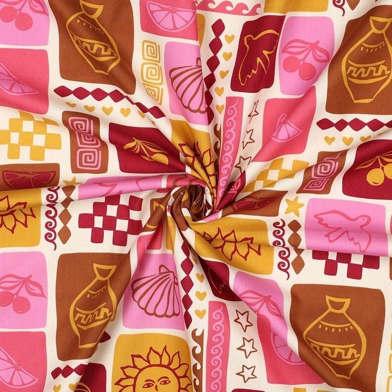 Katoenpopeline Patchwork | Poppy Fabrics – creme/donkerrood,  image number 3