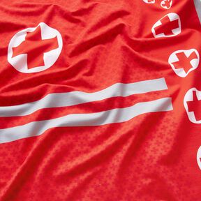 French Terry Panel Spoedarts zijn | Stoff&Liebe – rood/zilvergrijs, 