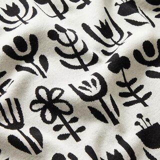 GOTS Breijacquard EVERMORE Diversity | Hamburger Liebe - Albstoffe – wit/zwart, 
