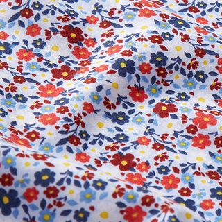 Katoenpopeline Kleine bloemetjes – babyblauw, 