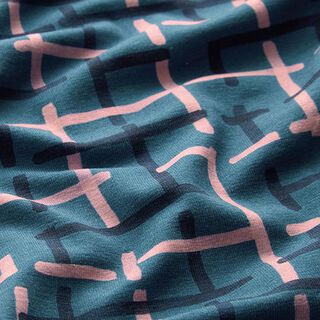 GOTS Katoenjersey Ruit | Tula – licht petroleum, 
