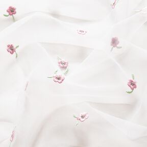 Softmesh opgestikte bloemen – wit/roos, 