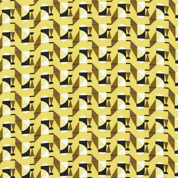 Viscose stof Retro mozaïek – geel,  image number 1