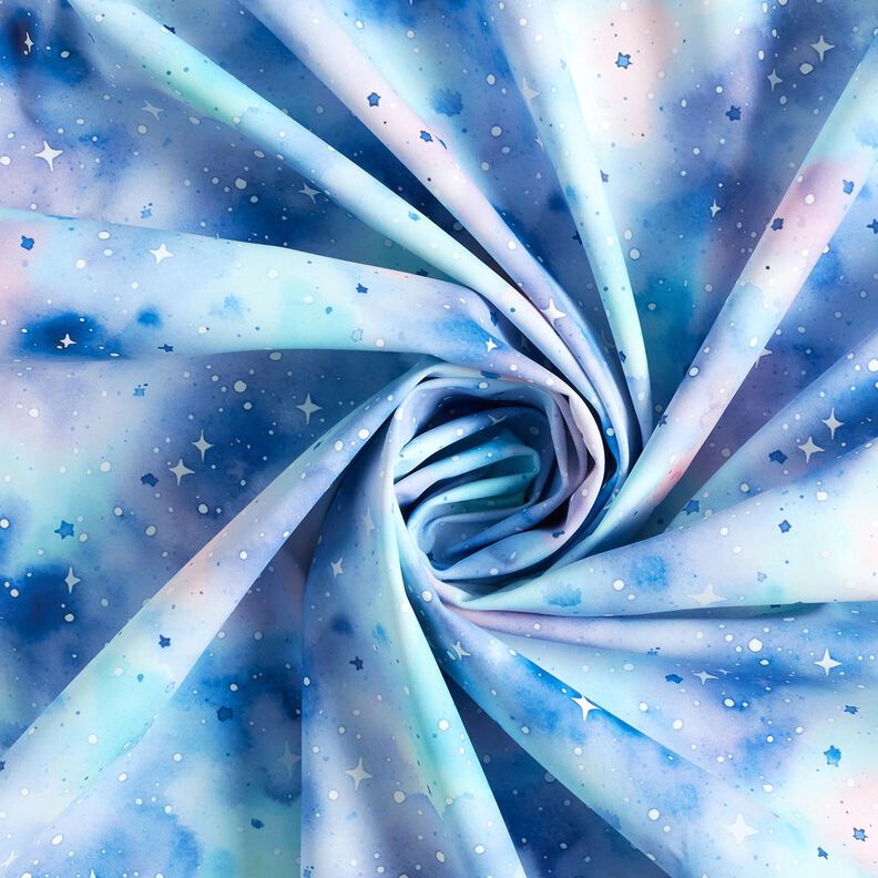 Regenjasstof Aquarel sterrenhemel Digitaal printen – ijsblauw/blauwlila,  image number 4