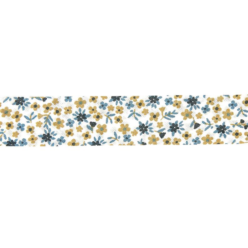 Biasband kleine bloemen [20 mm] – marineblauw,  image number 1