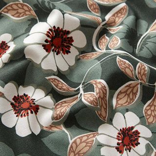 Decostof Canvas Grote bloesems – donkergroen/ecru, 