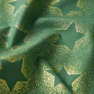 Katoen popeline sterren goudstof – dennengroen/goud, 