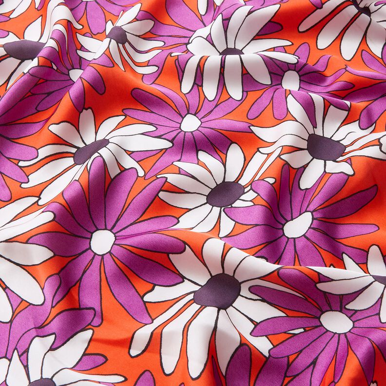 Satijnen expressieve bloemen – oranje/roodlila,  image number 2