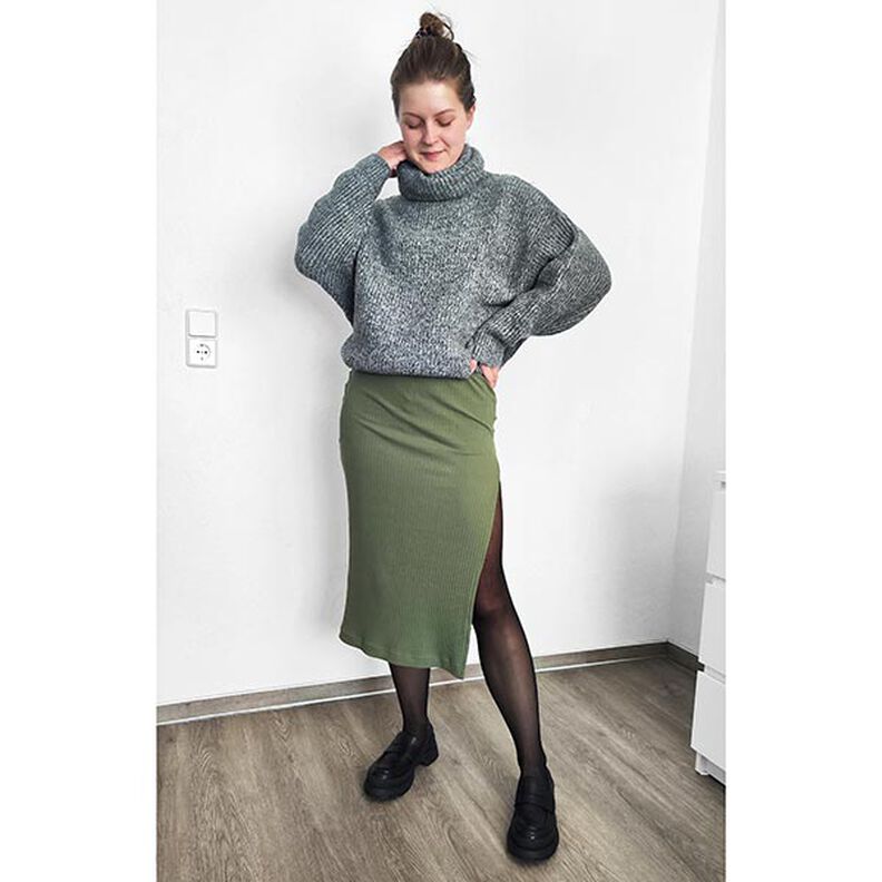 Ribjersey effen – olijf,  image number 6