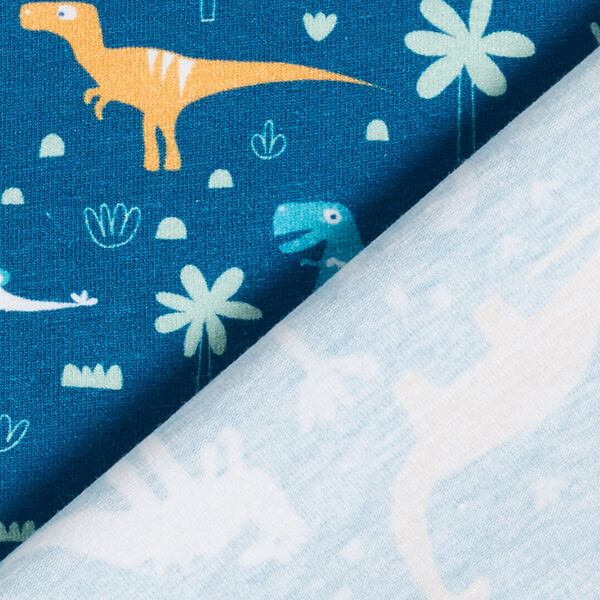 Katoenjersey dinowereld | PETIT CITRON – petroleum, image number 7