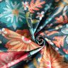 Decoratiefluweel Geborduurde bloemen – petroleum/karmijnrood,  thumbnail number 4