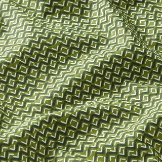 Katoenen stof Cretonne Etnische zigzag – groen, 