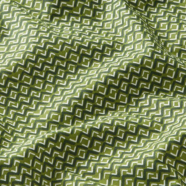 Katoenen stof Cretonne Etnische zigzag – groen,  image number 2