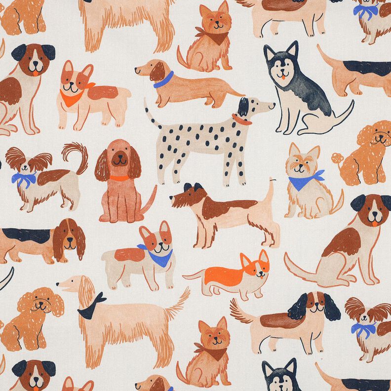 Katoenpopeline Honden Digitaal printen | Poppy Fabrics – ecru, image number 1