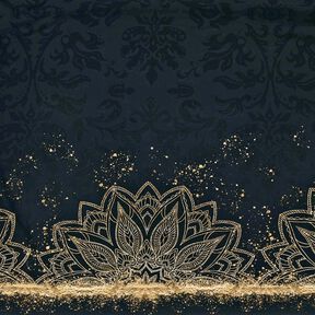 Katoenjersey Borduurstof mandala barok gouden stippen | Glitzerpüppi – zwart, 