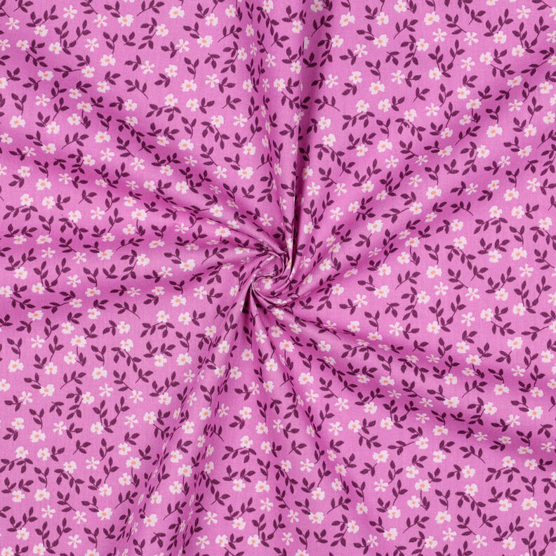 GOTS Katoenpopeline Losse bloemen | Poppy Fabrics – pink/wit, image number 3