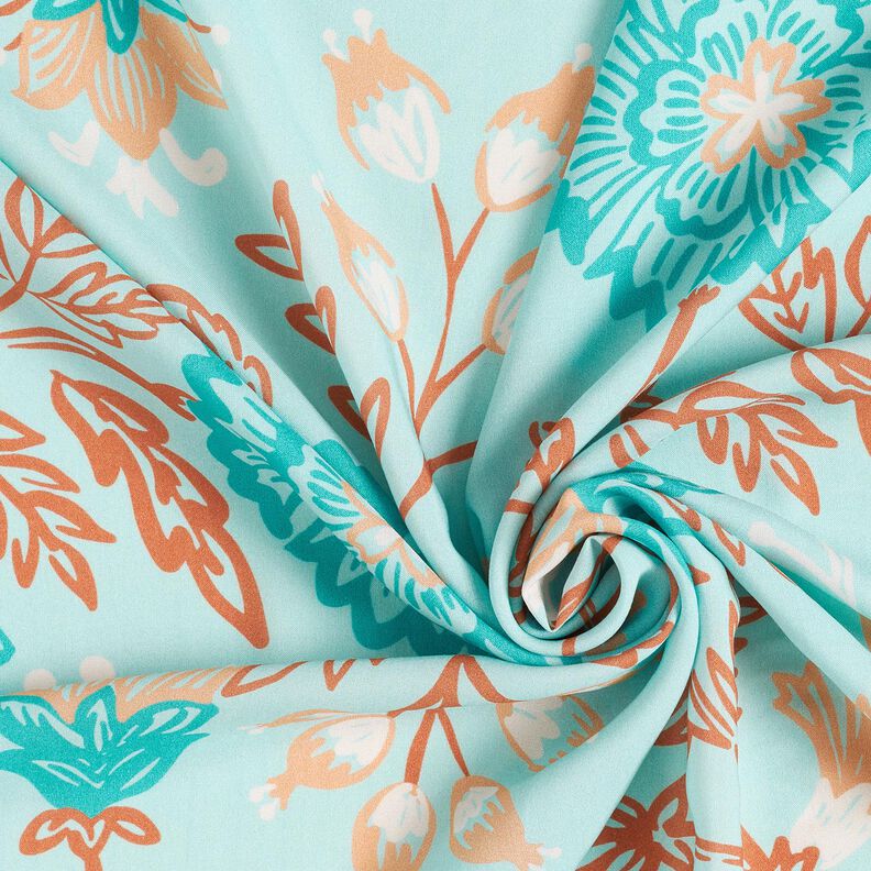 Viscose Voile Bloemen Tiffany – licht turkoois, image number 3