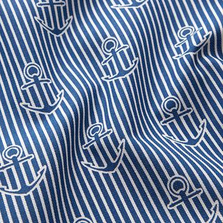 Decostof Half panama Anker – oceaanblauw/wit, 