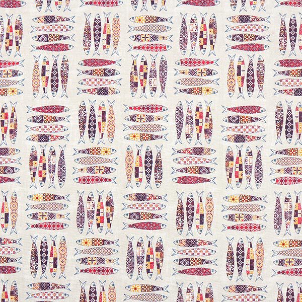 Decostof Canvas Sardines – rood/natuur, image number 1