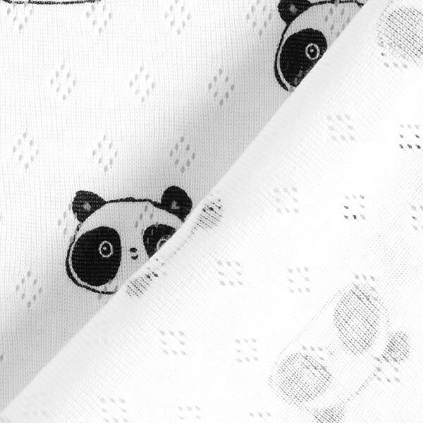 Fijngebreide jersey met gaatjesmotief Panda's | by Poppy – wit,  image number 4
