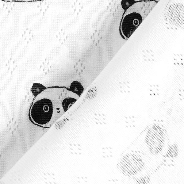Fijngebreide jersey met gaatjesmotief Panda's | by Poppy – wit, image number 4