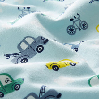 Katoenjersey Voertuigen – babyblauw, 