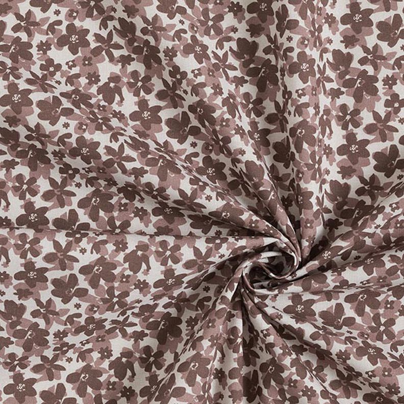 Katoenpopeline bloemenzee – taupe/bruin, image number 3
