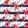 Katoenjersey Bloemen & anker strepen | Glitzerpüppi – wit/chili,  thumbnail number 1