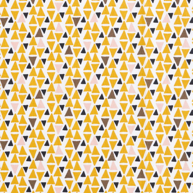 Katoenen stof Cretonne Mini-driehoekjes – lichtroze/currygeel,  image number 1