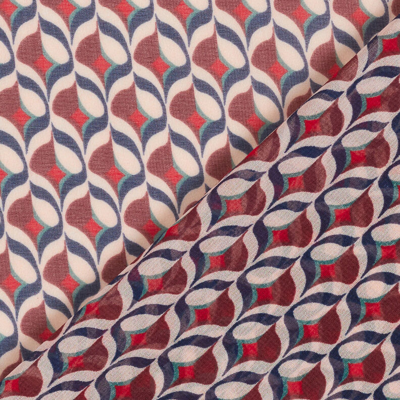 Chiffon retropatroon – wit/donkerrood,  image number 5