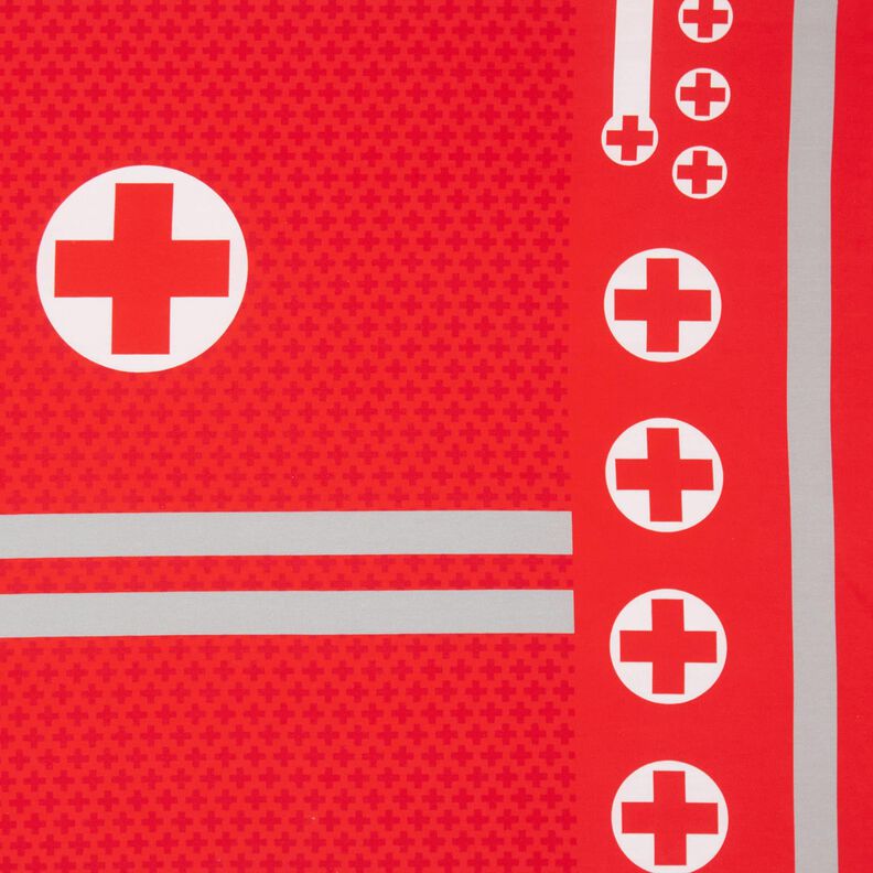 French Terry Panel Spoedarts zijn | Stoff&Liebe – rood/zilvergrijs,  image number 1